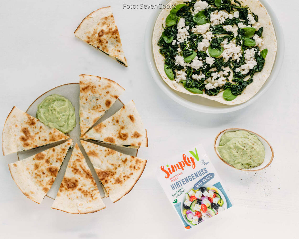 Veganes Rezept: Spinat-Quesadillas mit veganem Feta von Simply V 2