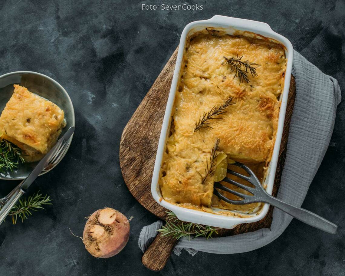 Veganes Rezept: Steckrüben-Kartoffel-Gratin 1