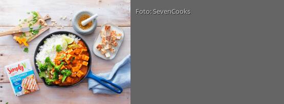 Rezeptbild für "Tikka Masala mit veganem Pfannenkäse"