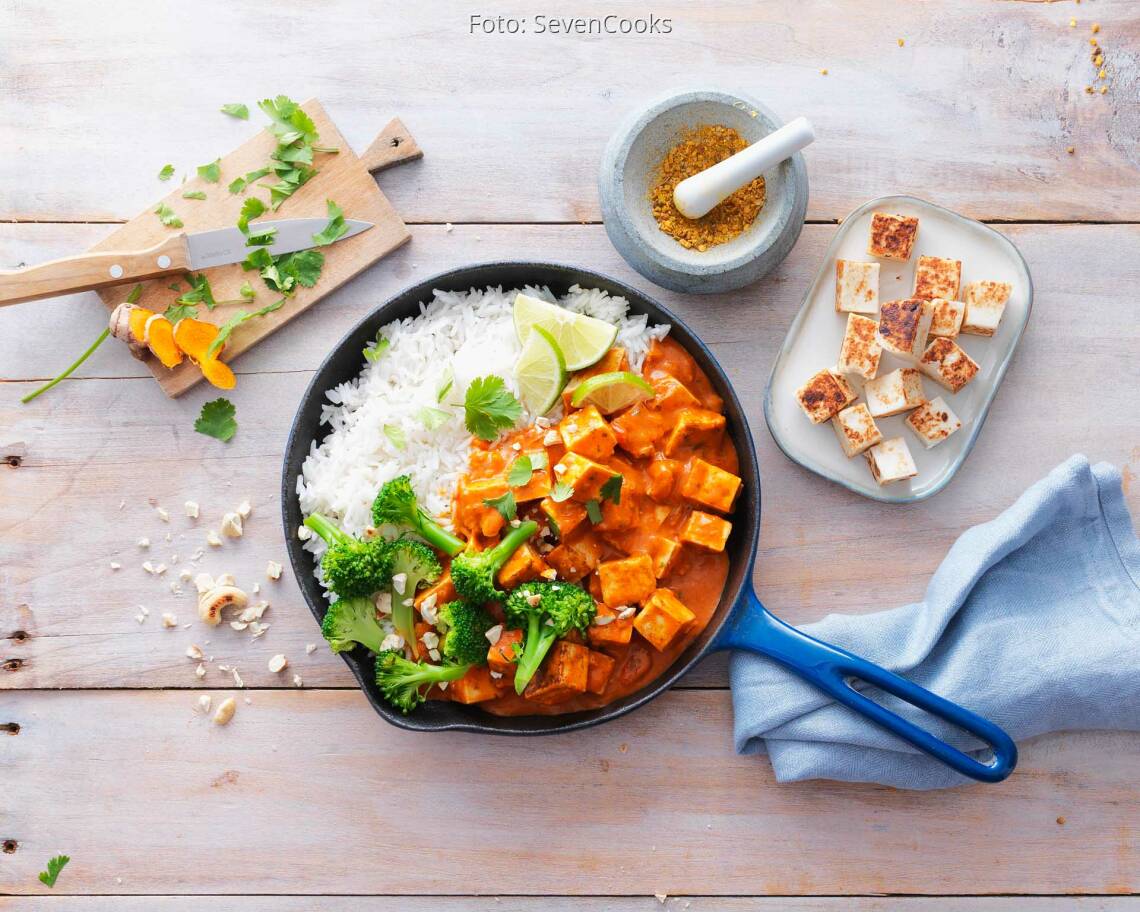 Veganes Rezept: Tikka Masala mit veganem Pfannenkäse 3