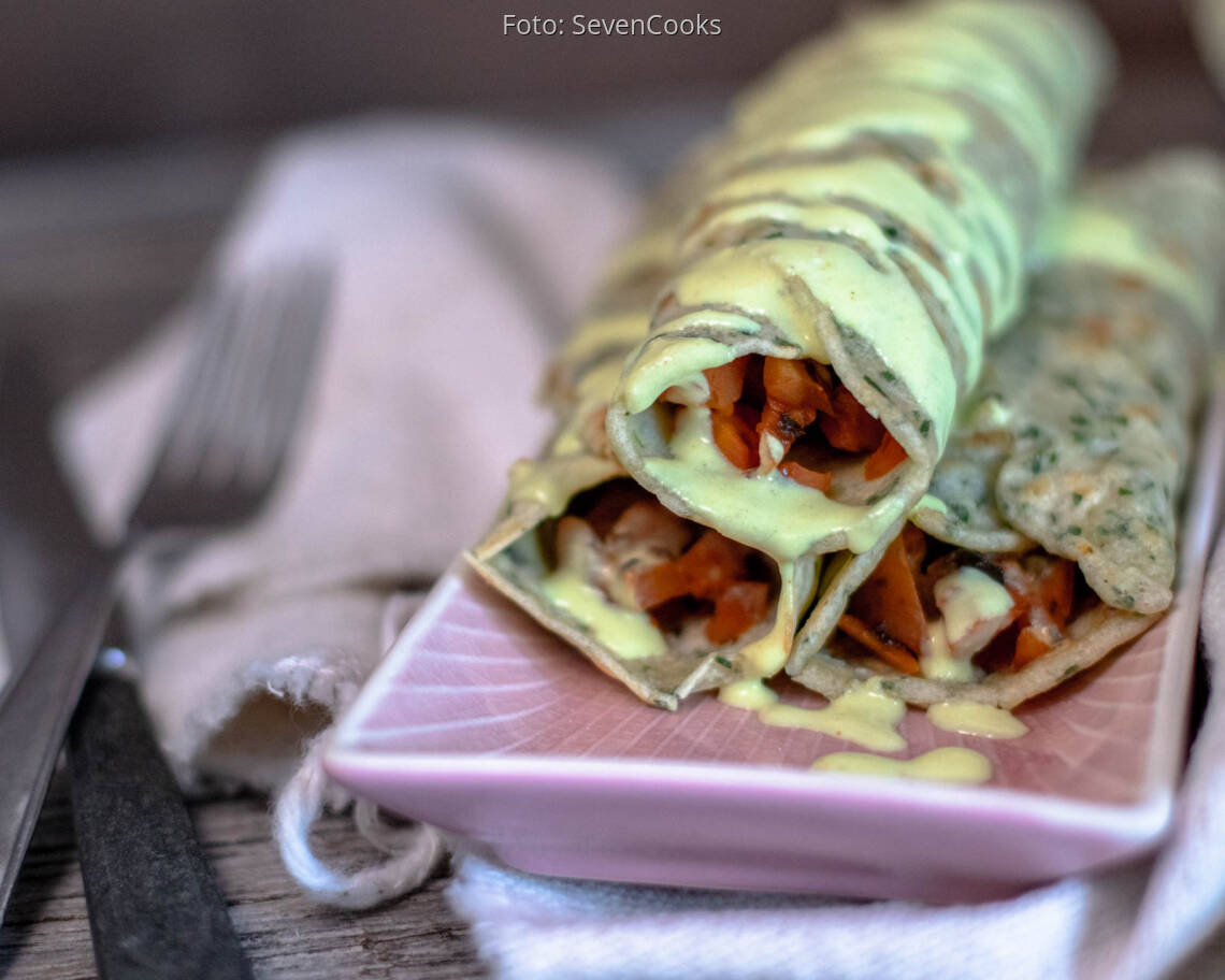 Veganes Rezept: Vegane Lachspfannkuchen mit Hollandaise 3