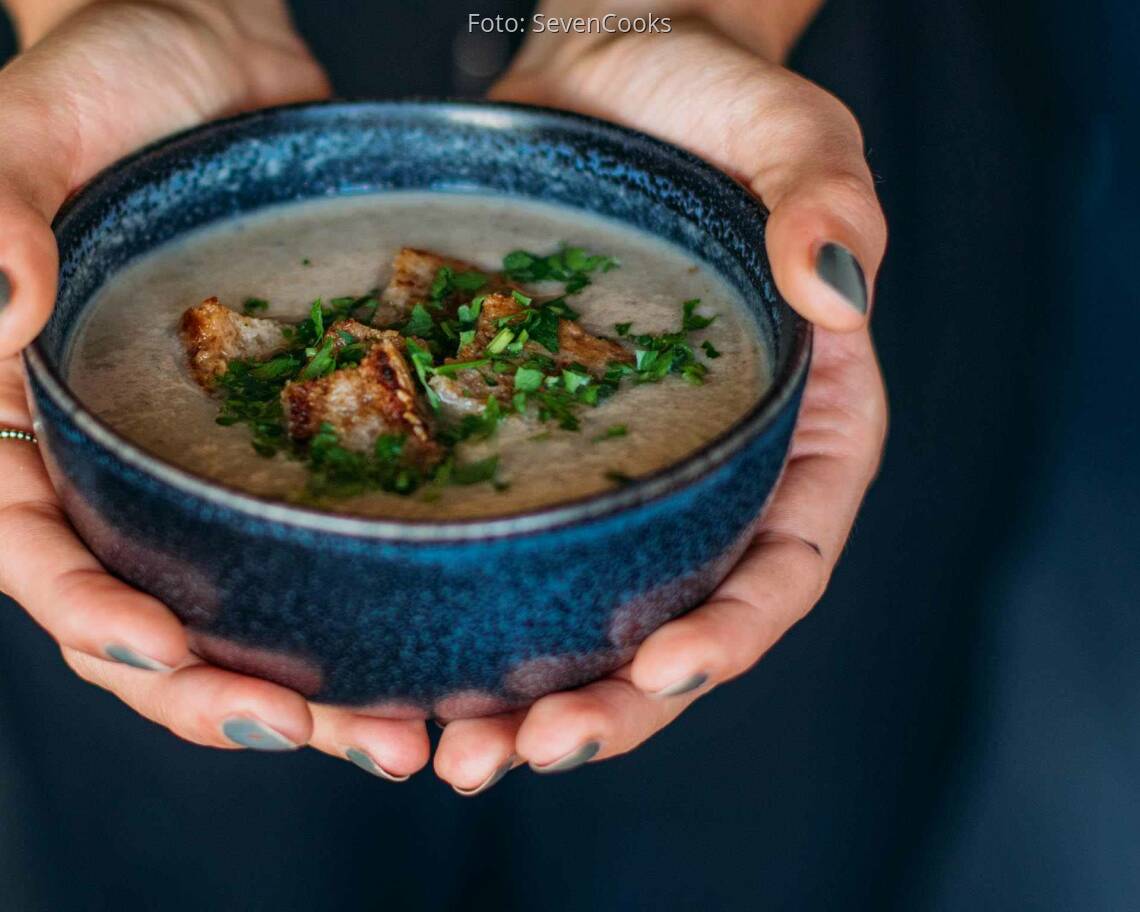 Veganes Rezept: Vegane Pilzcremesuppe 2