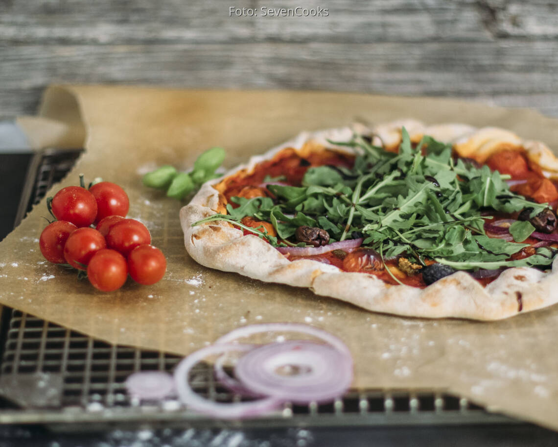 Veganes Rezept: Vegane Pizza aus Bierteig
