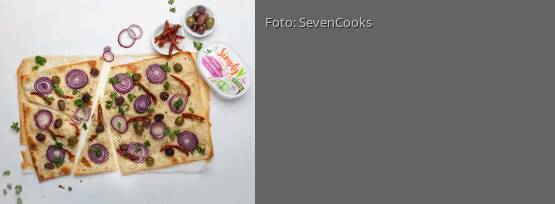 Rezeptbild für "Veganer Flammkuchen griechischer Art"