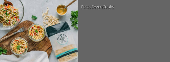 Rezeptbild für "Veganer Spätzle-Salat im Weckglas"