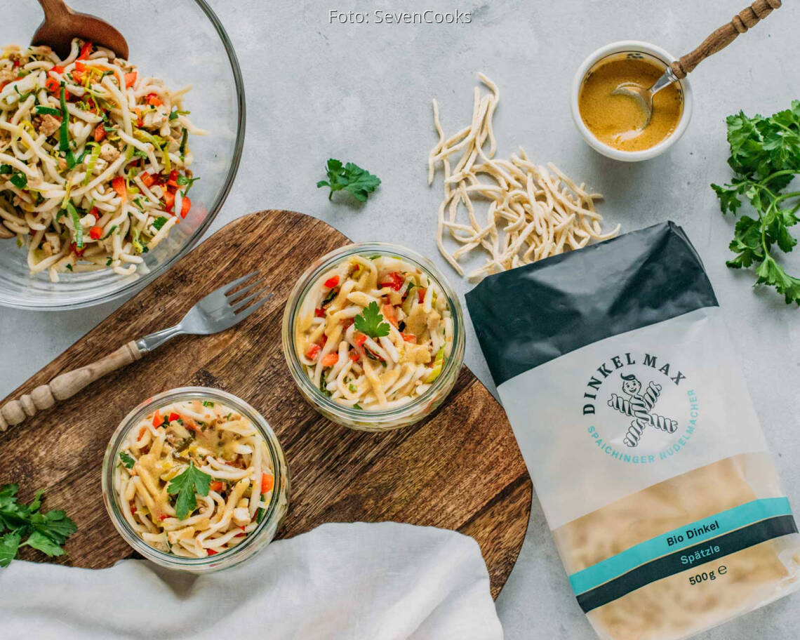 Veganes Rezept: Veganer Spätzle-Salat im Weckglas 1
