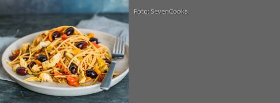 Rezeptbild für "Vollkornpasta mit Antipasti"