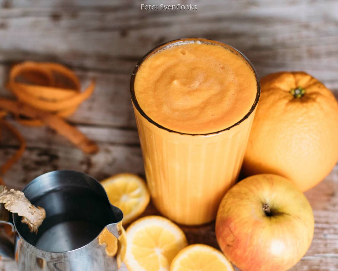 Veganes Rezept: Warmer Smoothie mit Karotte, Ingwer und Orange