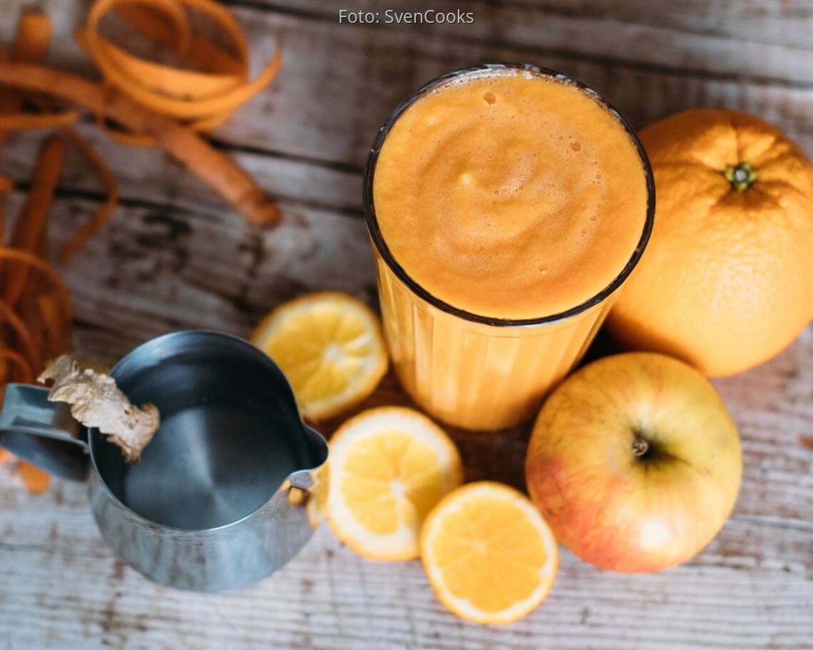 Veganes Rezept: Warmer Smoothie mit Karotte, Ingwer und Orange