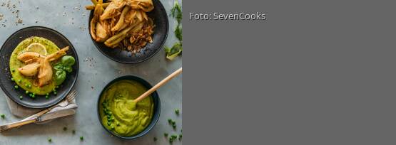 Rezeptbild für "Weißwein-Fenchel auf Erbsenpüree"