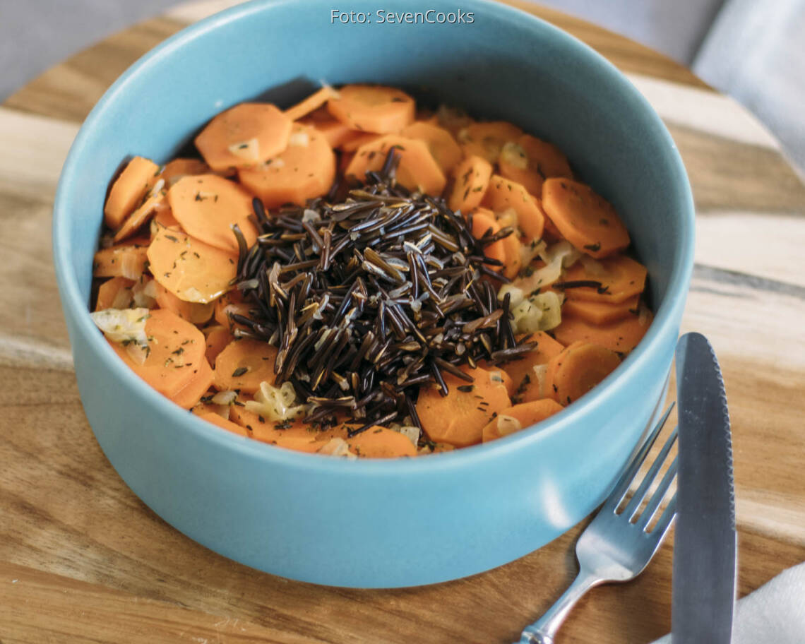 Veganes Rezept: Wildreis mit Karotten-Thymian-Gemüse 3