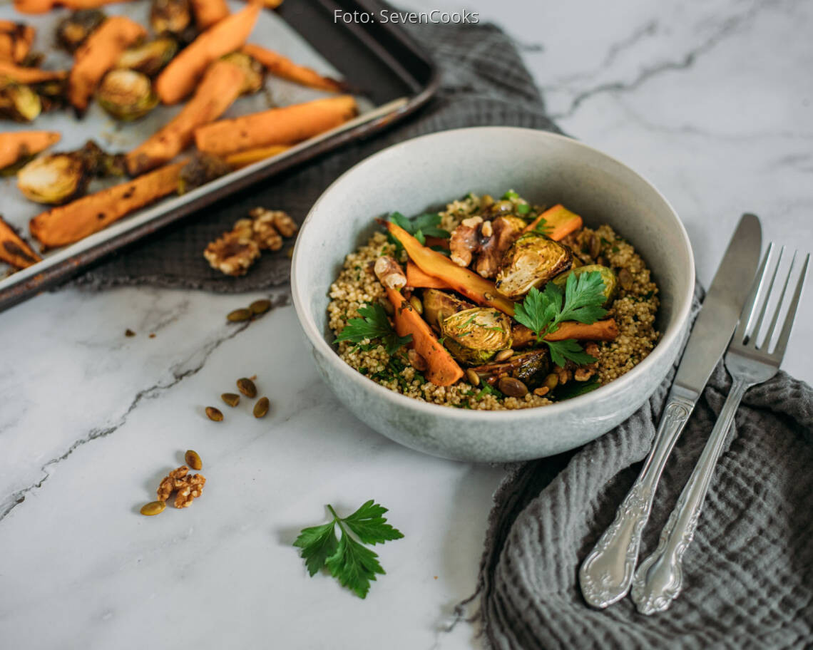Veganes Rezept: Winterbowl mit Ofengemüse 2
