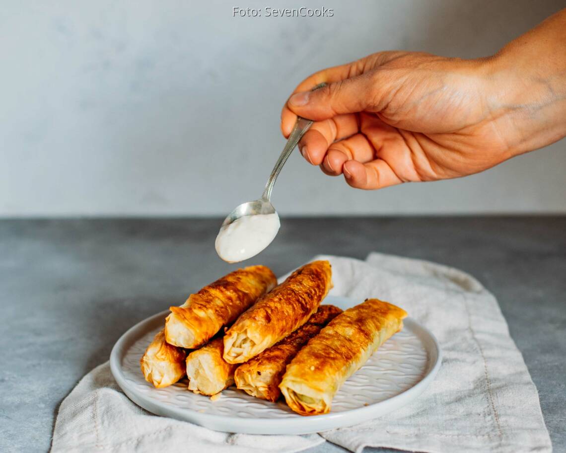 Veganes Rezept: Zigarrenbörek mit Spinat und Zwiebeln_3