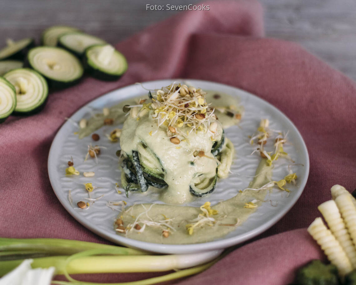 Veganes Rezept: Zucchininudeln Alfredo 1