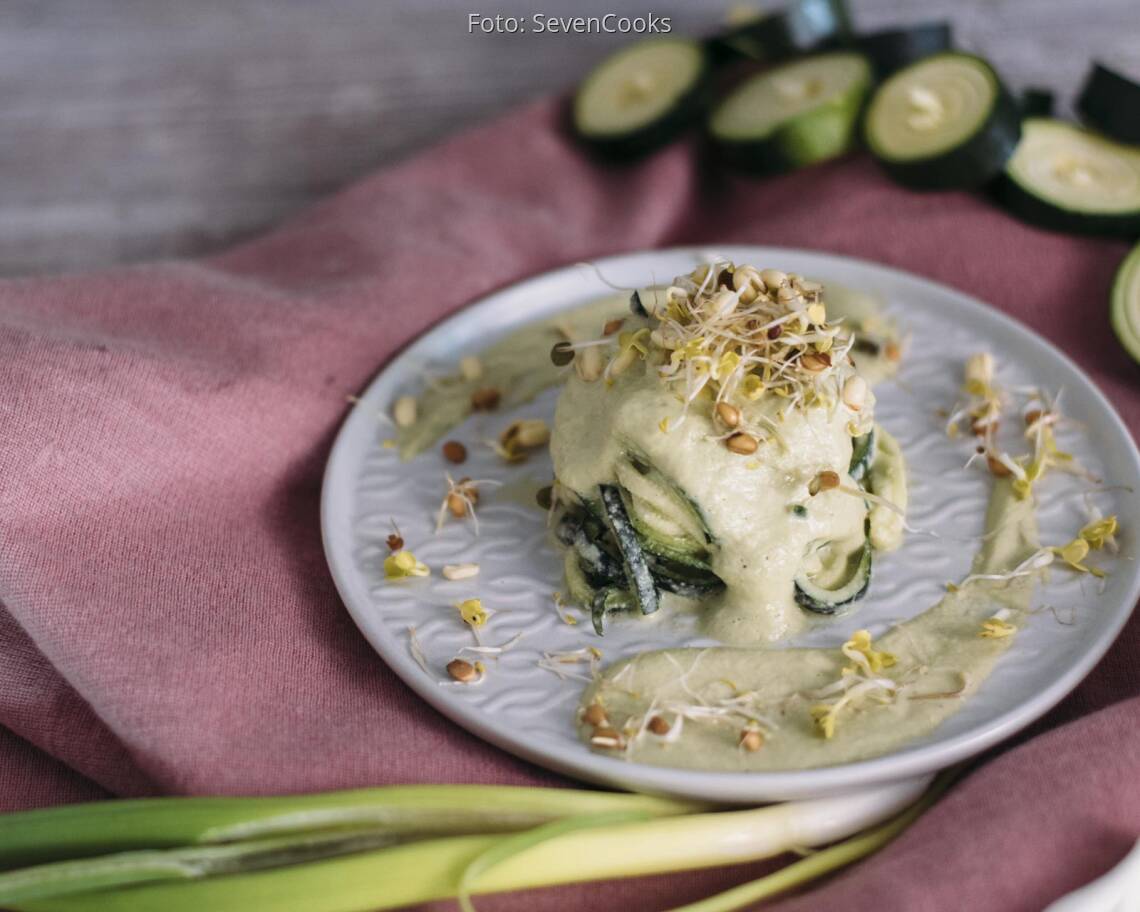 Veganes Rezept: Zucchininudeln Alfredo 2