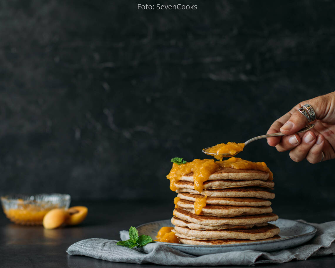 Vegetarisches Rezept 3: Buttermilch-Pancakes mit Mirabellenmarmelade