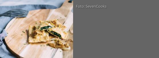 Rezeptbild für "Angebräunte Spinatmaultaschen"