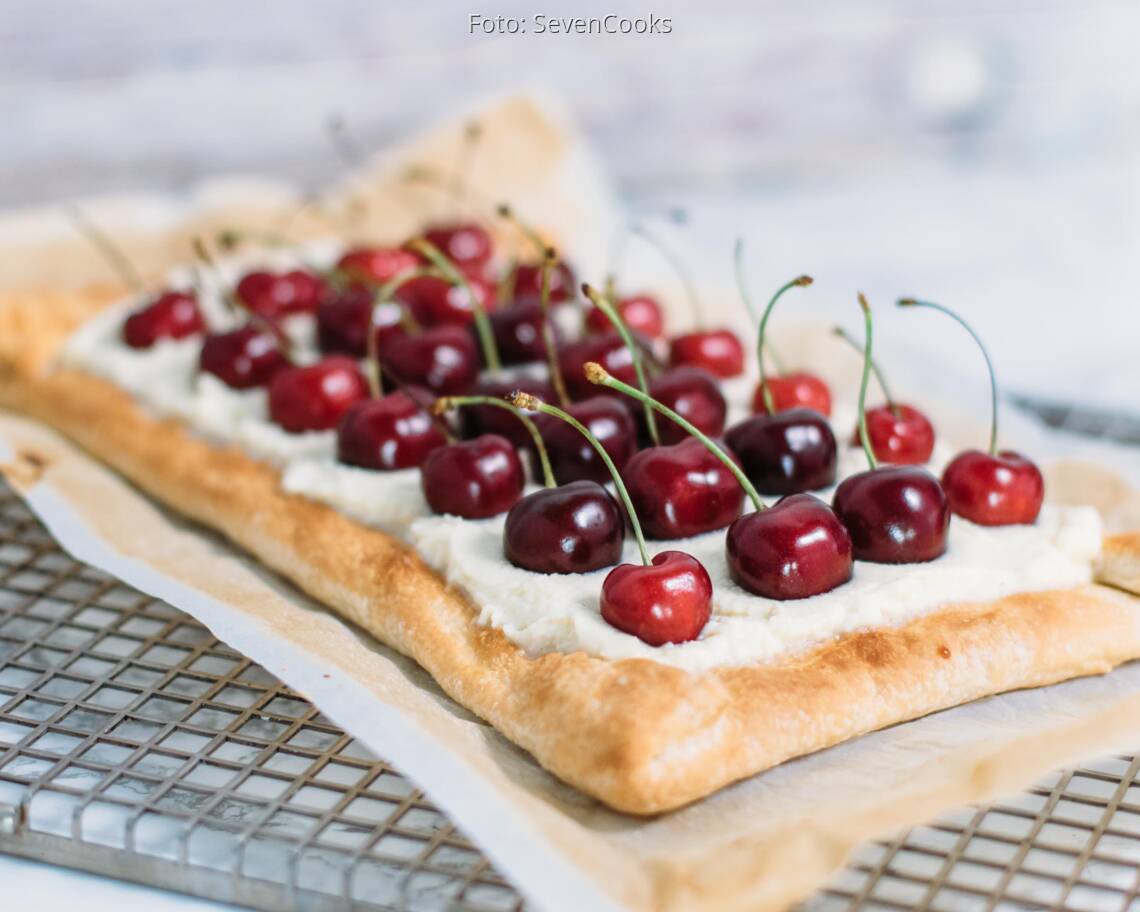 Vegetarisches Rezept: Blätterteig-Tarte mit frischen Kirschen_2