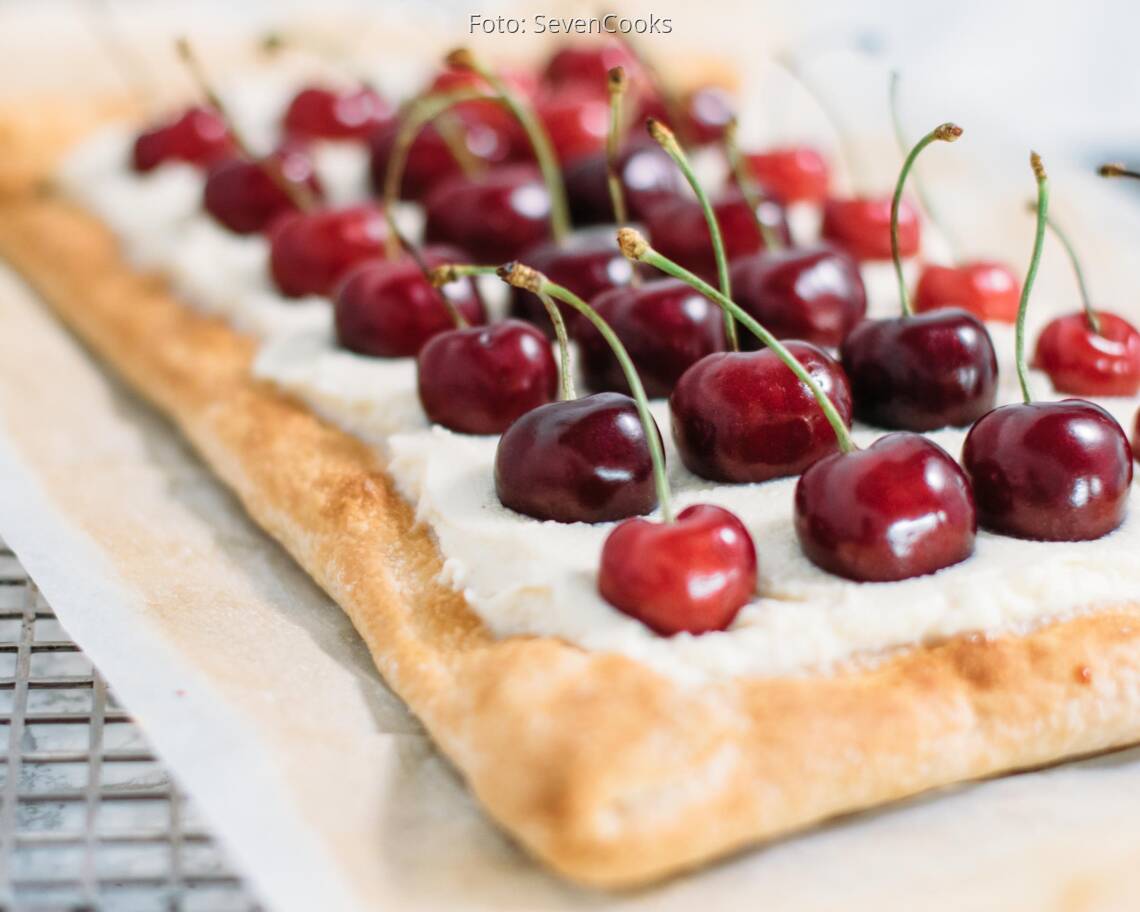 Vegetarisches Rezept: Blätterteig-Tarte mit frischen Kirschen_3