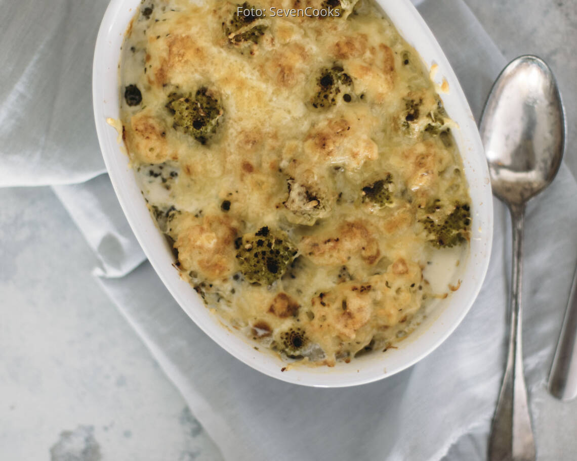 Vegetarisches Rezept: Blumenkohl-Romanesco-Gratin 2