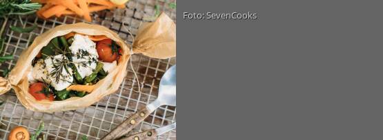 Rezeptbild für "Bohnen-Papilotte mit Ziegenkäse"