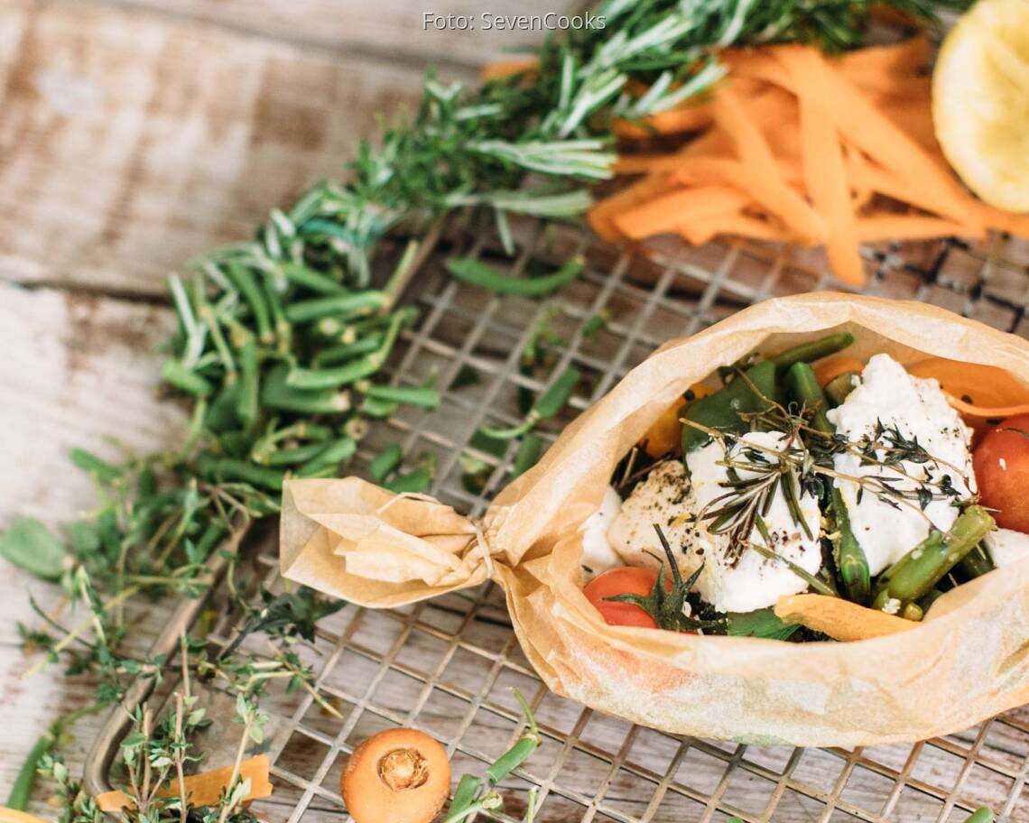 Vegetarisches Rezept: Bohnen-Papilotte mit Ziegenkäse_2