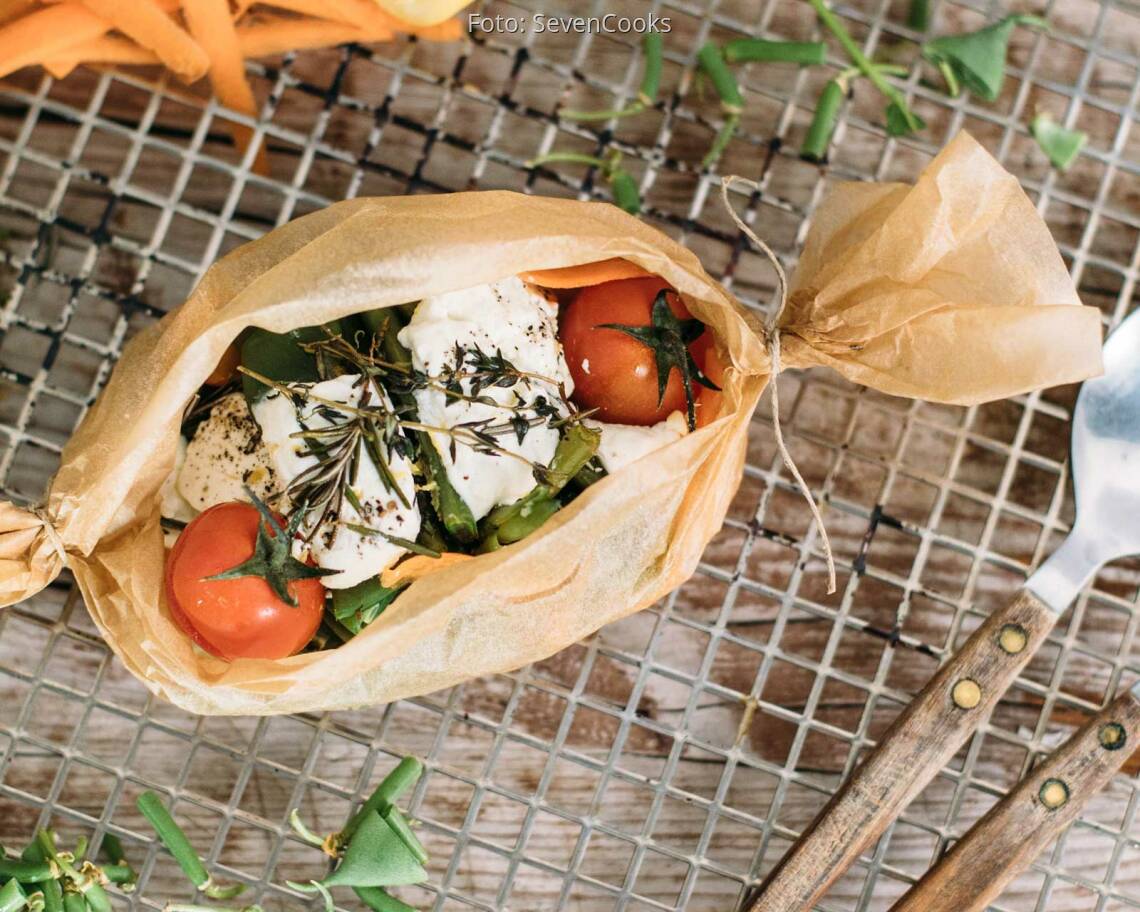 Vegetarisches Rezept: Bohnen-Papilotte mit Ziegenkäse_3