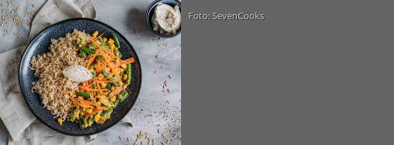 Rezeptbild für "Cremige Gemüsepfanne mit Reis"