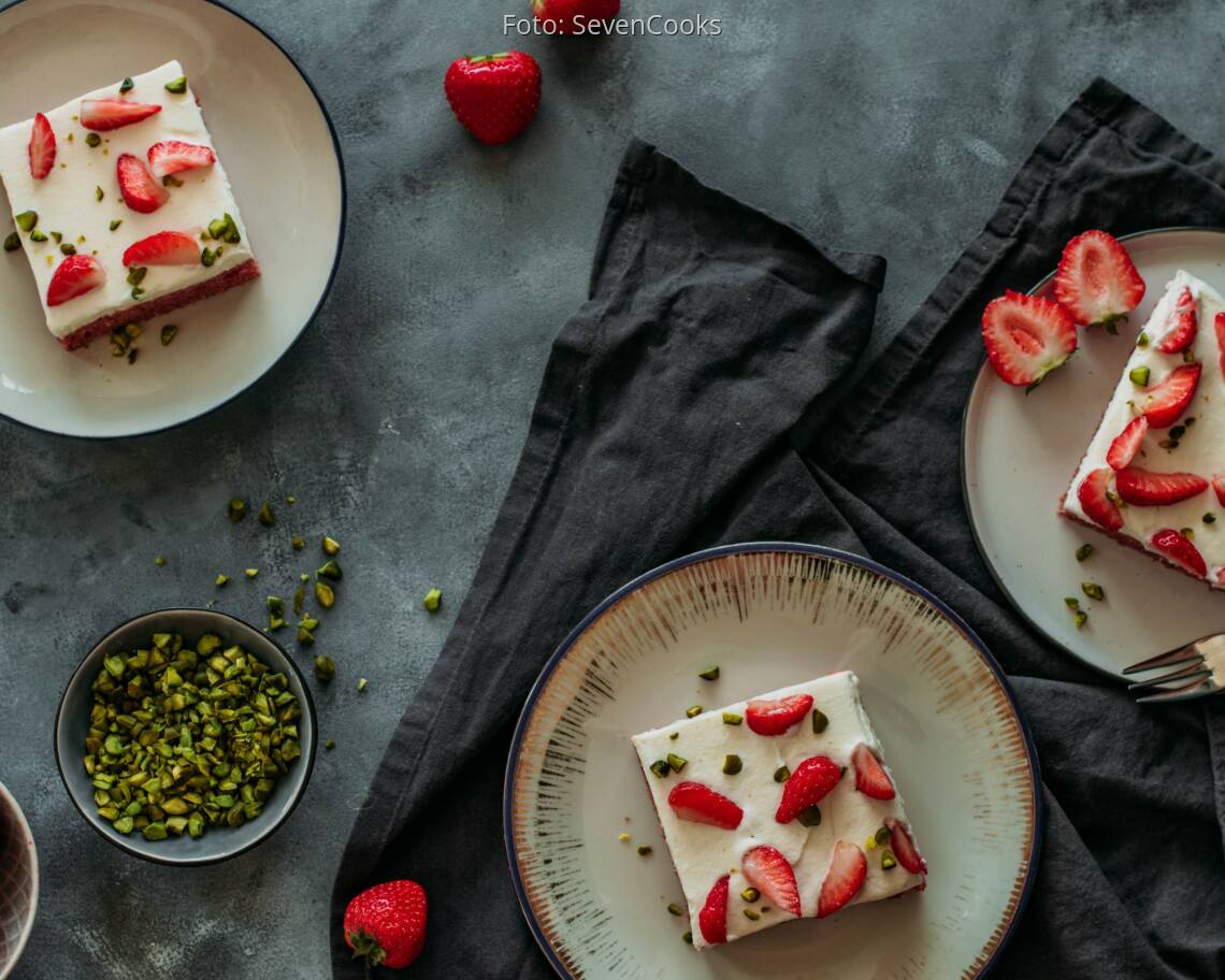 Vegetarisches Rezept: Erdbeerkuchen vom Blech