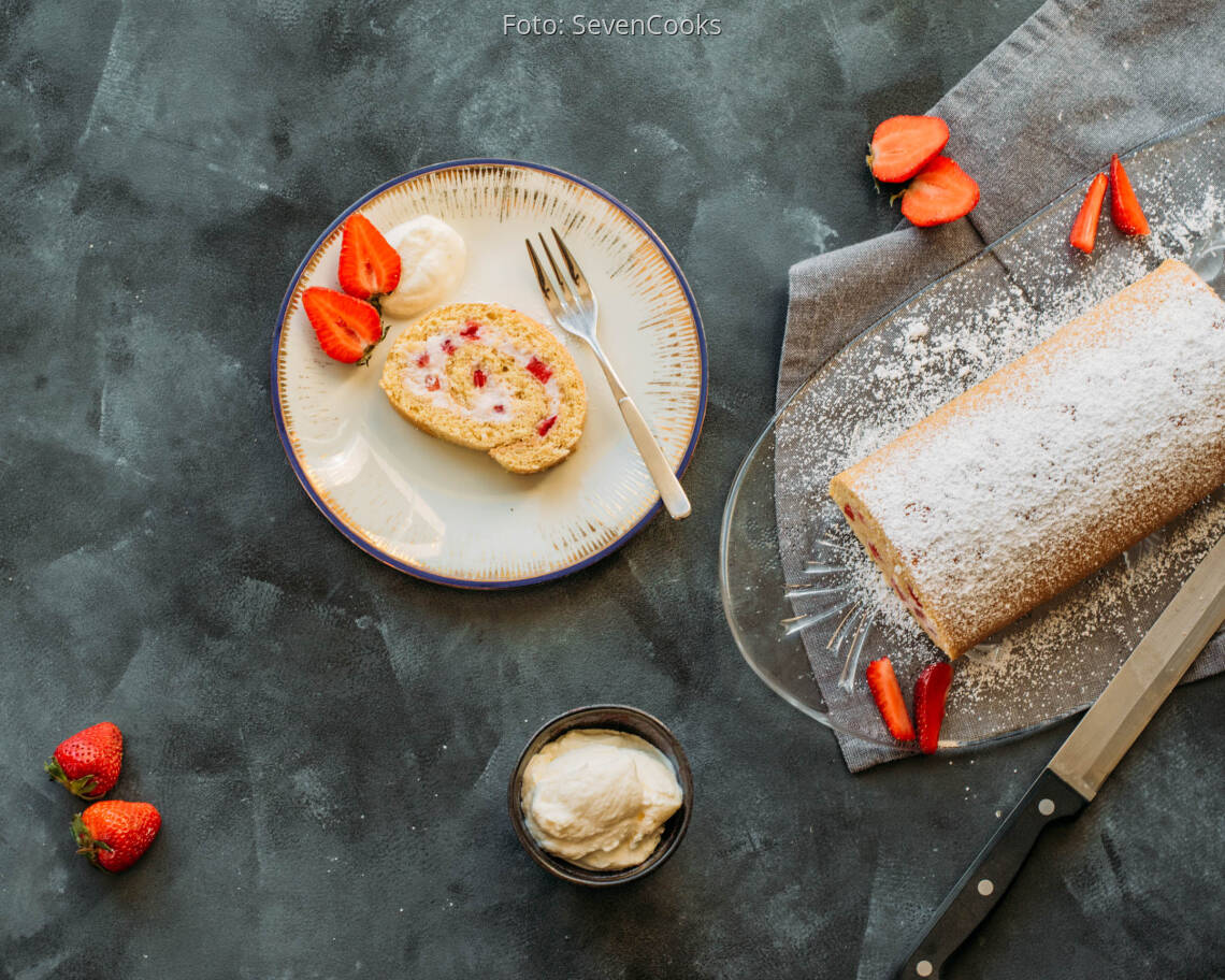Vegetarisches Rezept: Erdbeerroulade