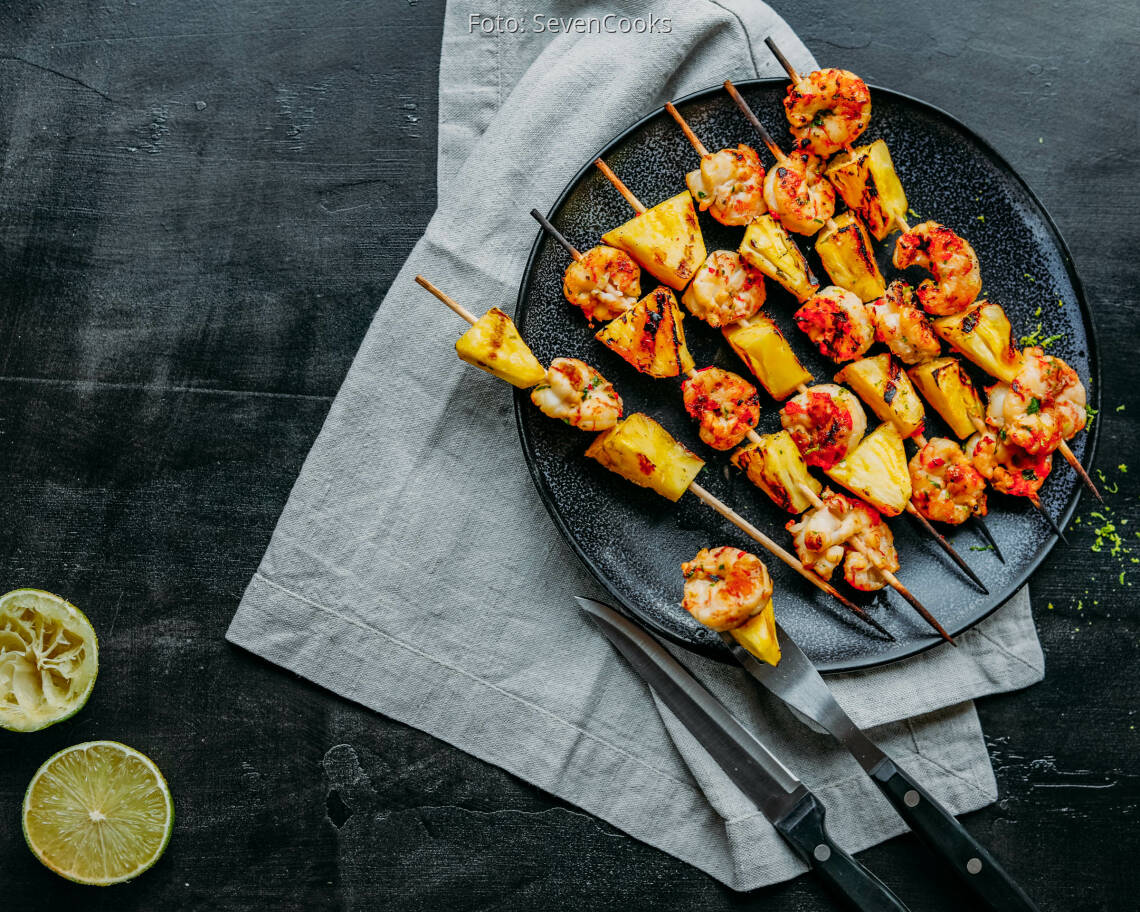 Vegetarisches Rezept: Garnelen-Ananas-Spieße 2