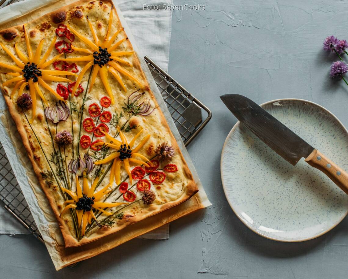 Vegetarisches Rezept: Garten-Flammkuchen