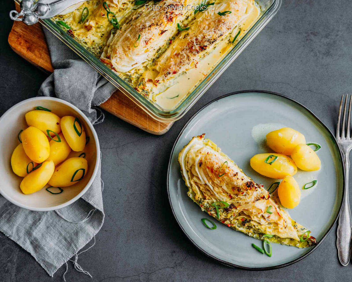 Vegetarisches Rezept: Gebackener Spitzkohl mit Salzkartoffeln 2