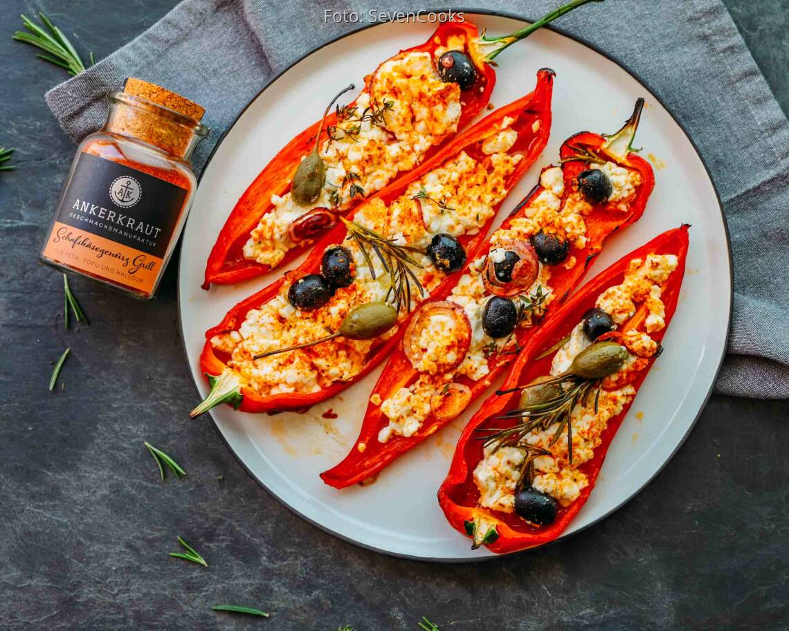 Vegetarisches Rezept: Gefüllte Paprika vom Grill 1
