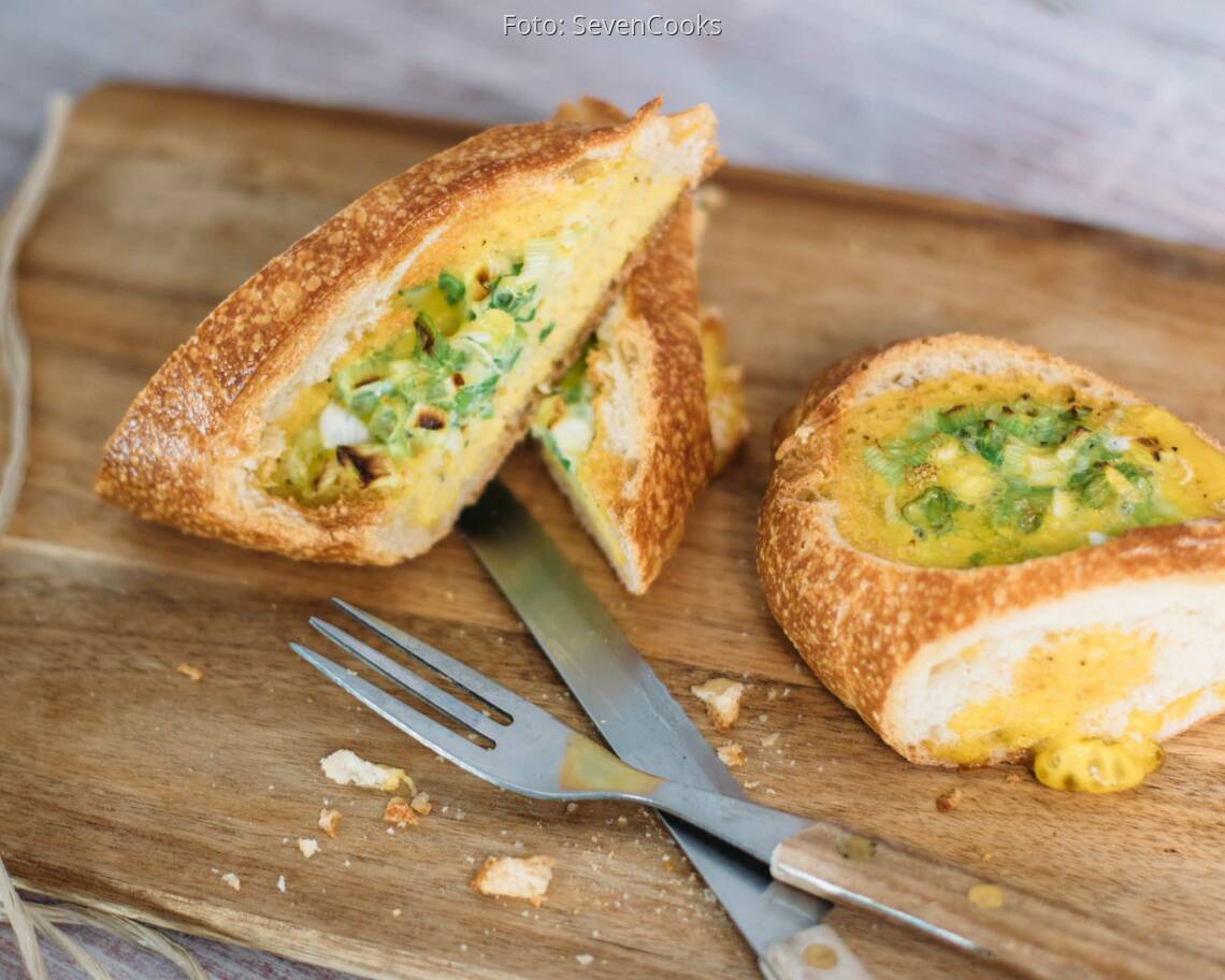 Vegetarisches Rezept: Gefülltes Baguette mit Ei_1