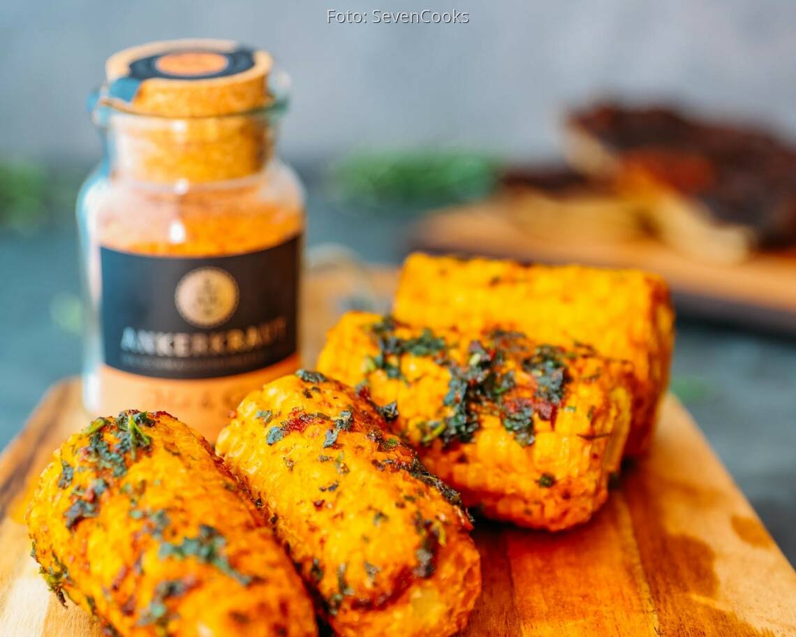 Vegetarisches Rezept: Gegrillter Maiskolben in Orangen-Curryglasur 2