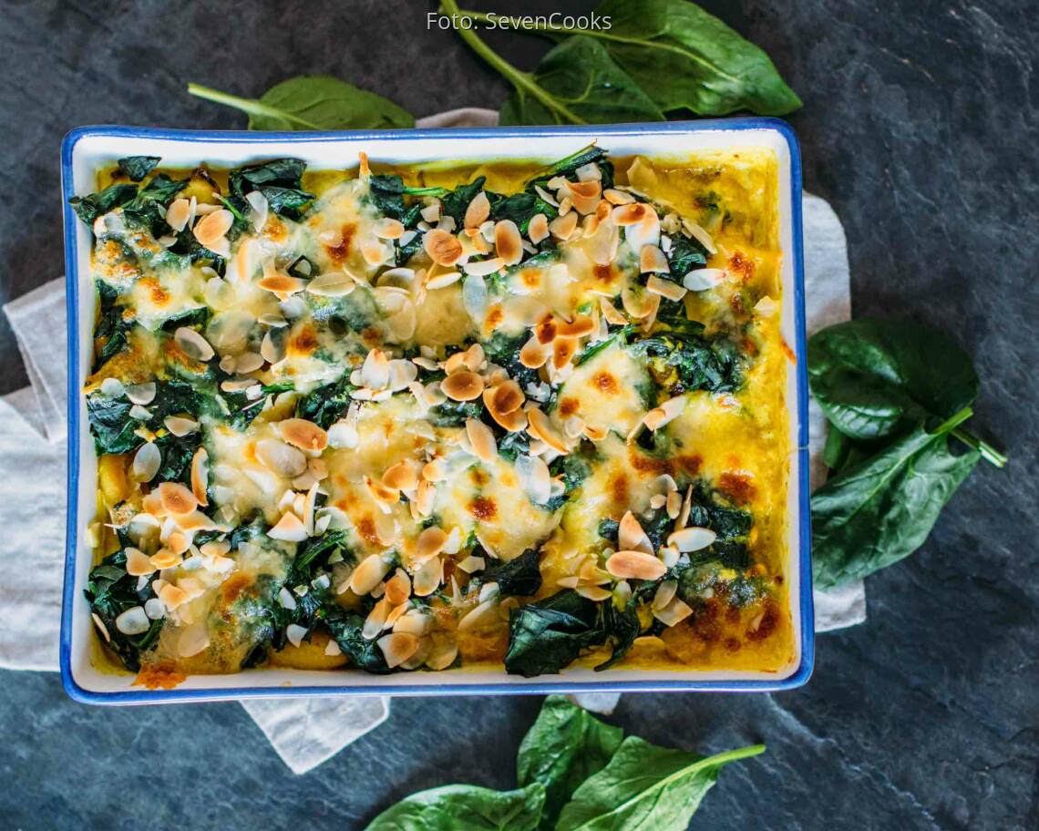 Vegetarisches Rezept: Gnocchi Auflauf mit Spinat