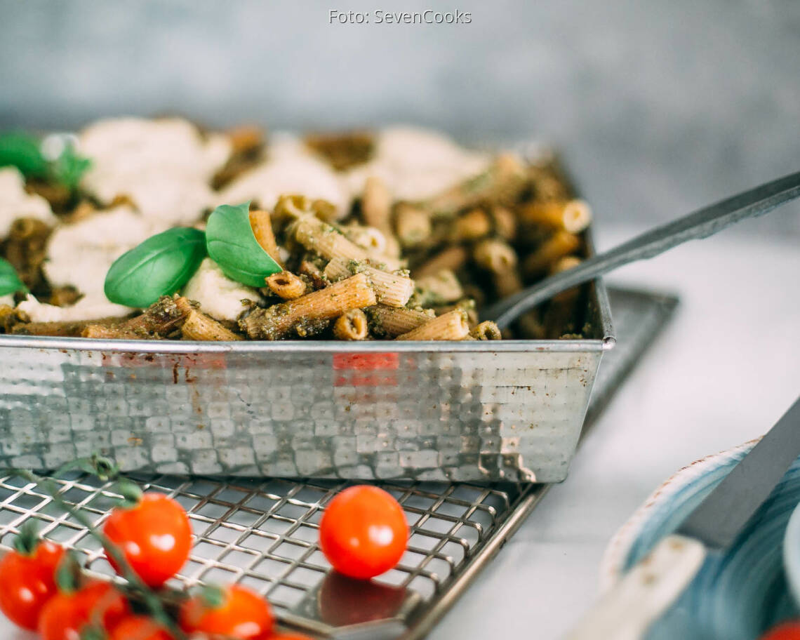 Vegetarisches Rezept: Gratinierte Kichererbsen-Nudeln