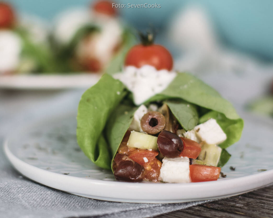 Vegetarisches Rezept: Griechische Kopfsalat-Wraps_3