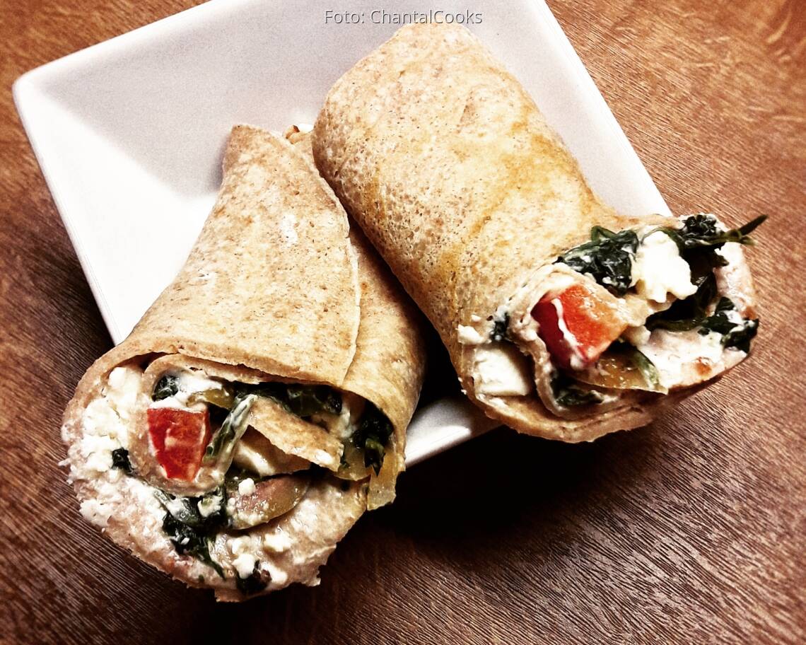 Vegetarisches Rezept: Griechische Pfannkuchenwraps