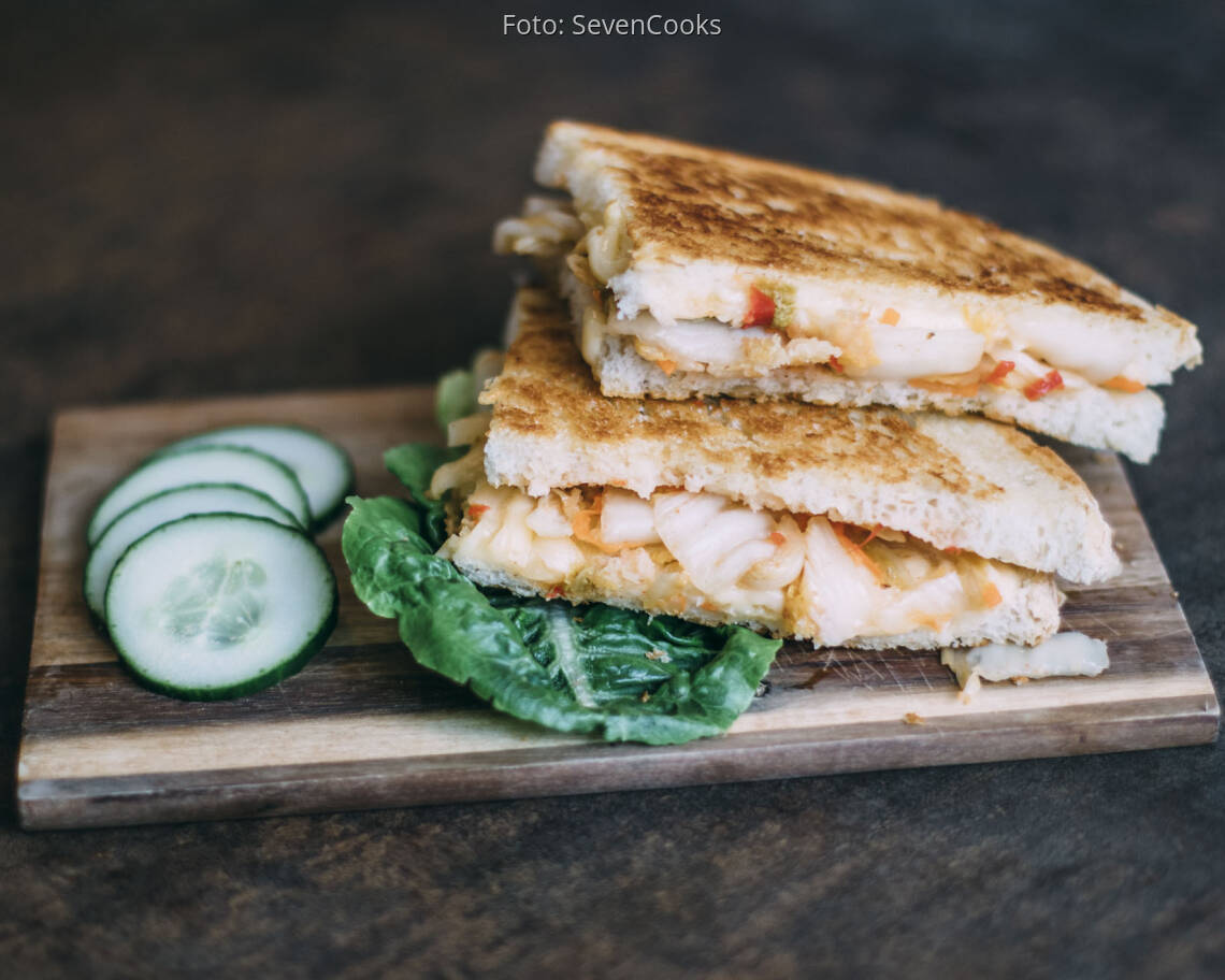 Vegetarisches Rezept: Grilled Cheese Sandwich mit Kimchi