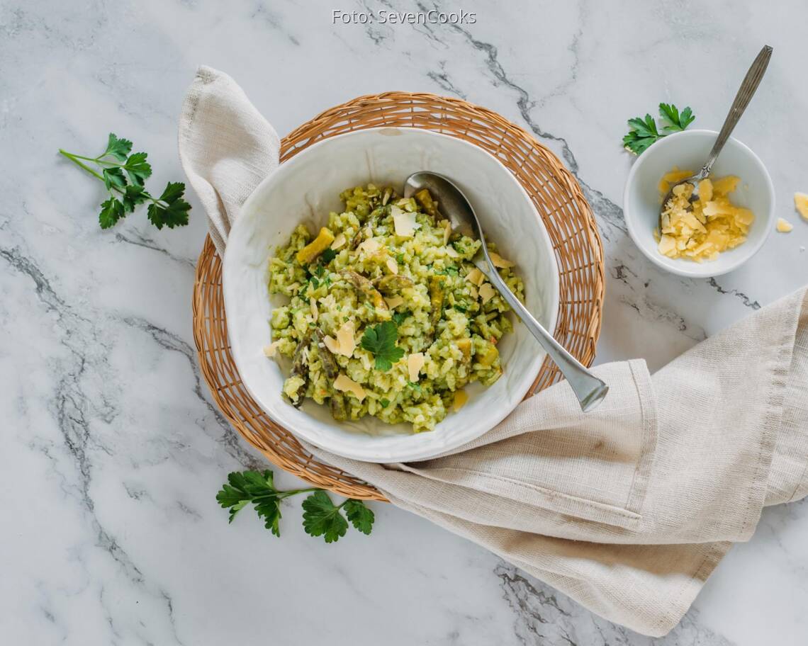 Vegetarisches Rezept: Grünes Spargelrisotto 1