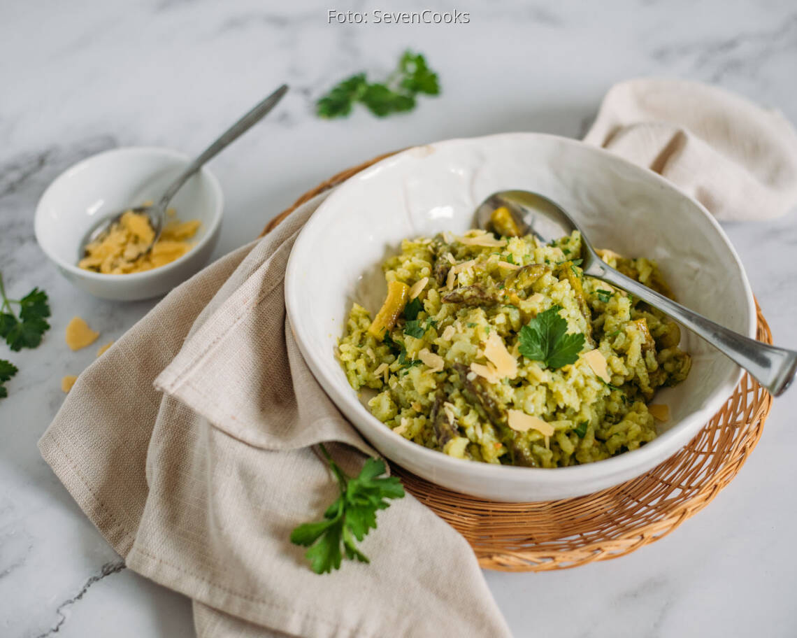 Vegetarisches Rezept: Grünes Spargelrisotto 2
