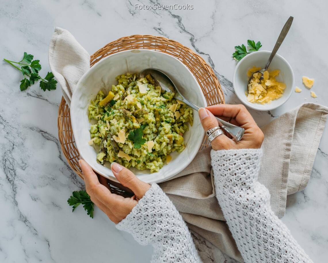 Vegetarisches Rezept: Grünes Spargelrisotto 3
