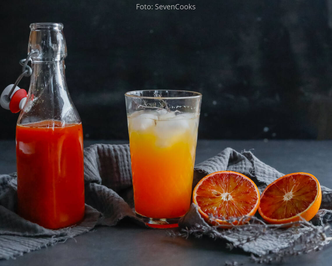 Vegetarisches Rezept: Ingwer-Sirup mit Blutorange und Thymian 1