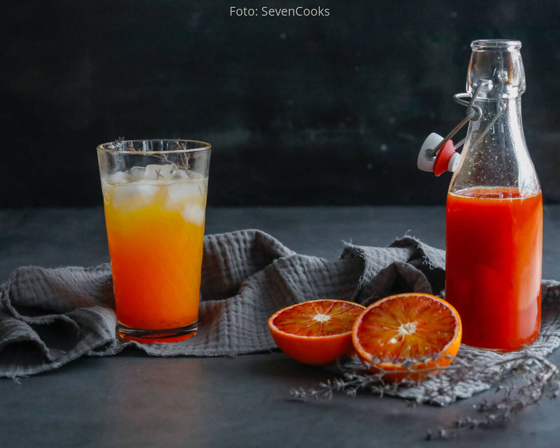 Vegetarisches Rezept: Ingwer-Sirup mit Blutorange und Thymian 2