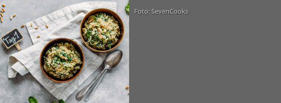 Rezeptbild für "Italian Meal-Prep 1: Graupenrisotto mit Blattspinat"