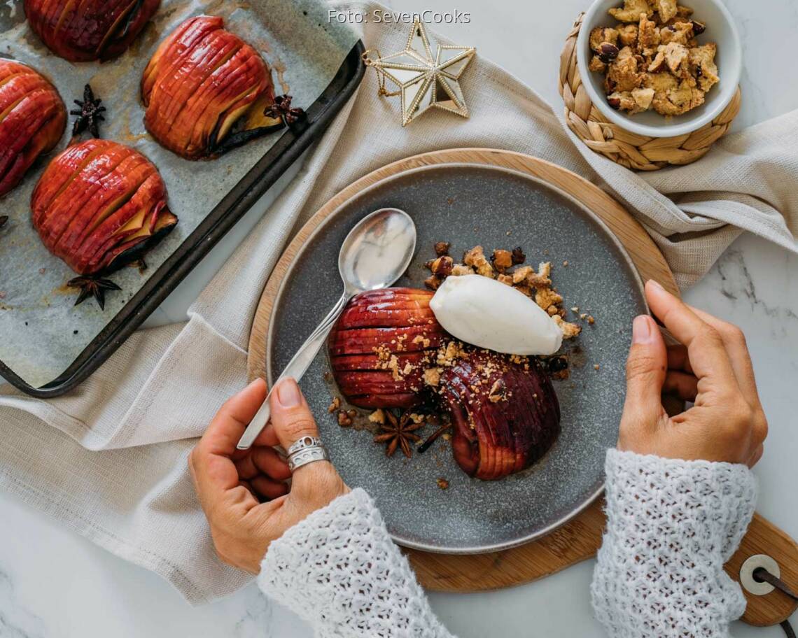 Vegetarisches Rezept: Karamellisierter Bratapfel