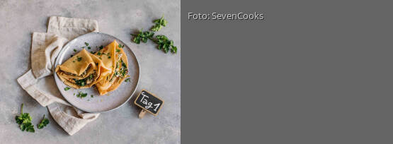 Rezeptbild für "Kids Meal-Prep 1: Pfannkuchen mit Spinat-Pilz-Füllung"