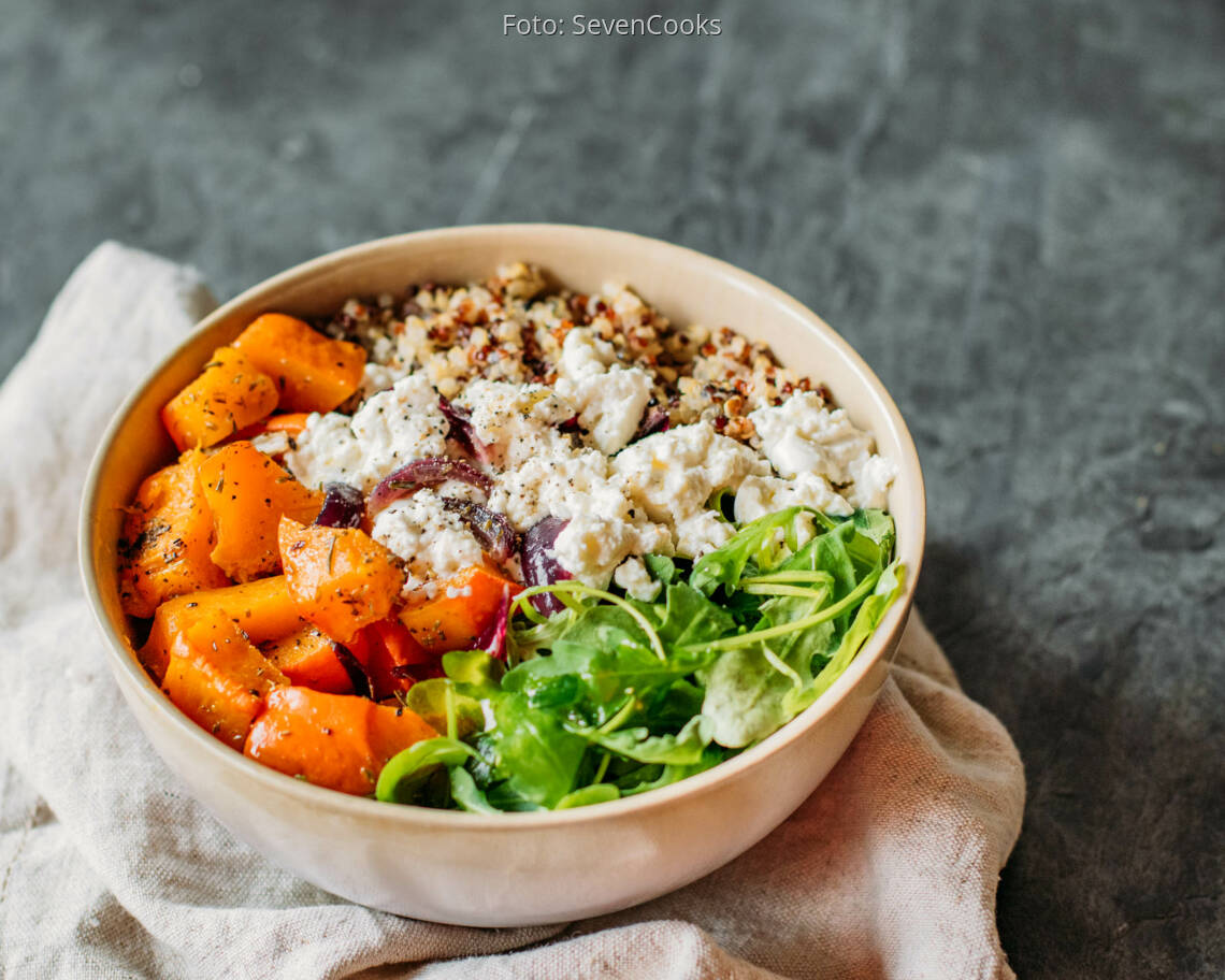 Vegetarisches Rezept: Kürbis-Quinoa-Bowl